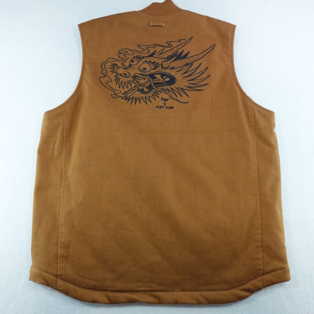 NWT Elliot Sloan/ Ben Grillo Hurley Vest Mens Brown Canvas Pocket Street Dragon - Picture 15 of 16